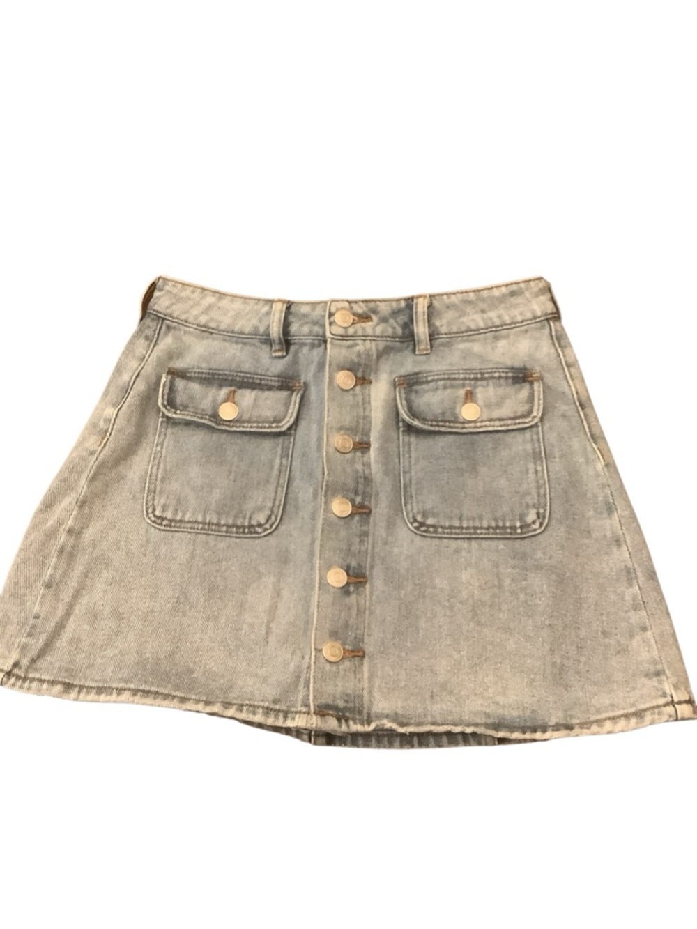 PacSun Denim Mini Skirt Waist Size 27 Button Front Utility Pockets Y2K - Picture 2 of 9